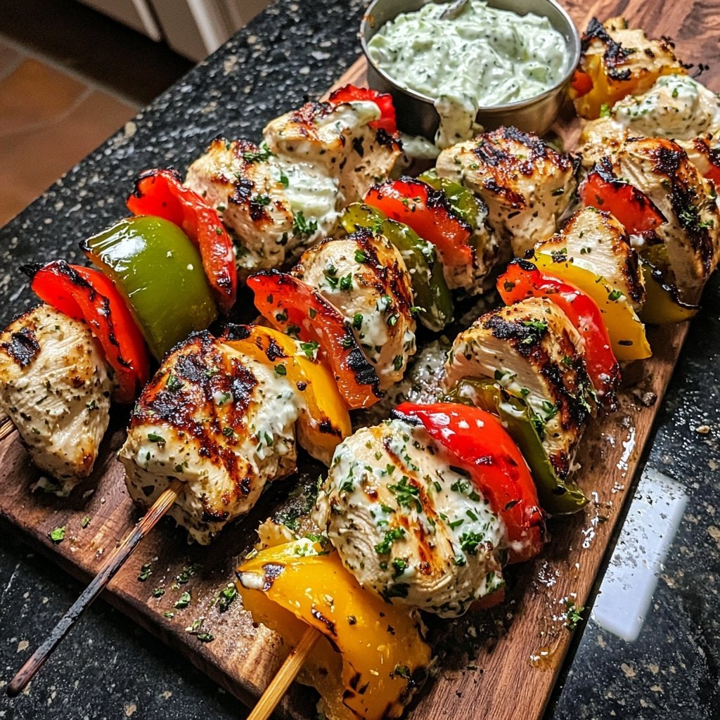 Greek Chicken Souvlaki with Tzatziki Sauce