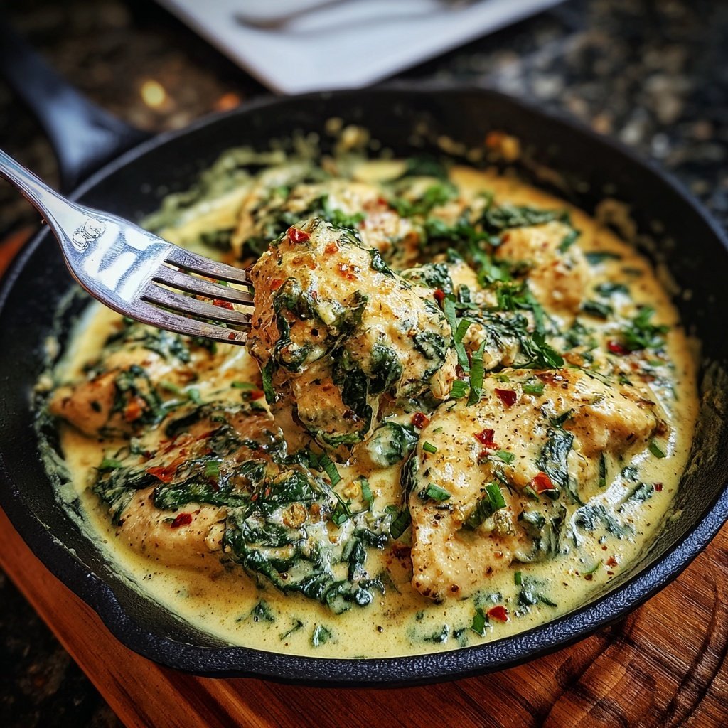 Garlic Cream Chicken With Spinach